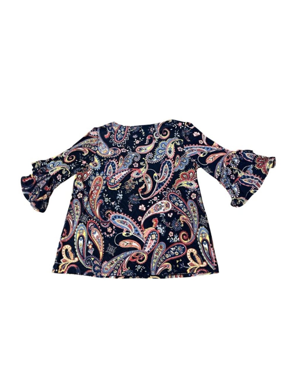 Vera Rose Paisley Floral Top Navy Multicolor 3/4 Sleeve No Size Tag XL/1X? Used - Picture 11 of 11